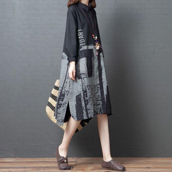 casual dresses coigarsam full sleeve women dress spring print loose black 2283, Black;gray
casual dresses coigarsam full sleeve women dress spring print loose black 2283, Black;gray
