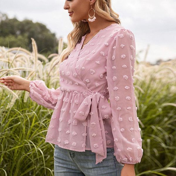 women's blouses & shirts summer v-neck pom drawstring bowknot long sleeve ladies shirt blouse women chic solid chiffon y, White
women's blouses & shirts summer v-neck pom drawstring bowknot long sleeve ladies shirt blouse women chic solid chiffon y, White