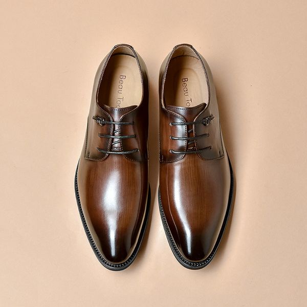 dress shoes derby men genuine cow leather shoes lace-up pointed toe formal business suit wedding flats handmade 51046, Black
dress shoes derby men genuine cow leather shoes lace-up pointed toe formal business suit wedding flats handmade 51046, Black