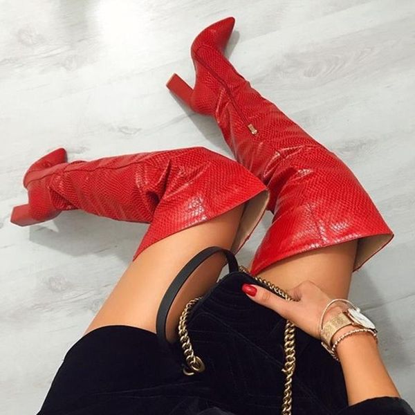 boots red snake print leather women over the knee python chunky heels tight high wide calf winter long, Black
boots red snake print leather women over the knee python chunky heels tight high wide calf winter long, Black