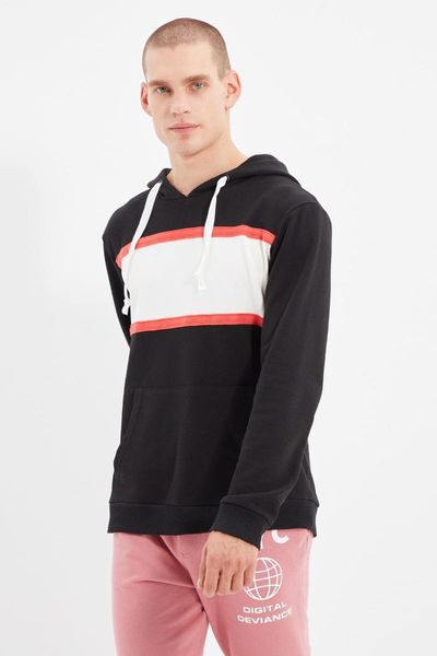 men's hoodies & sweatshirts trendyol men 's regular fit hooded long sleeve color block sweatshirt tmnaw22sw0739, Black
men's hoodies & sweatshirts trendyol men 's regular fit hooded long sleeve color block sweatshirt tmnaw22sw0739, Black