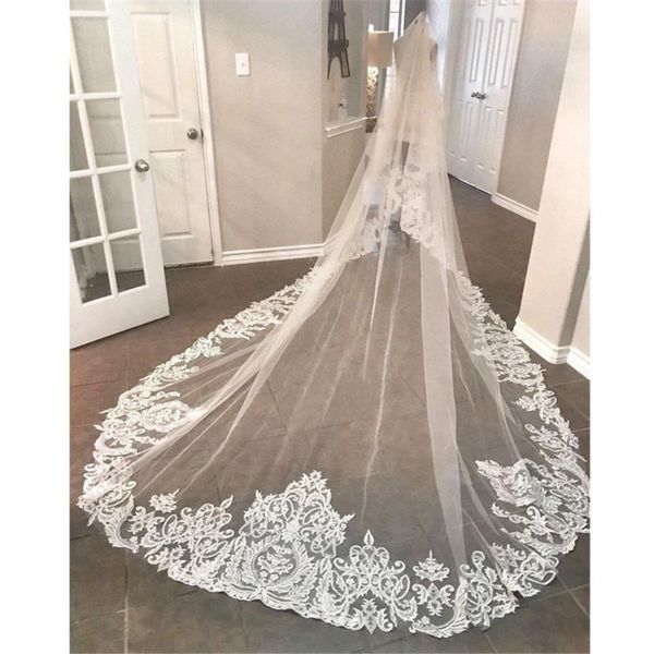 bridal veils elegant soft tulle one layers cathedral length appliques lace 3 meters wedding veil accessories, Black
bridal veils elegant soft tulle one layers cathedral length appliques lace 3 meters wedding veil accessories, Black