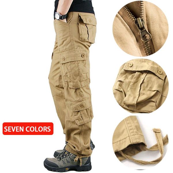 men's pants cotton casual multi pocket cargo plus large size loose fashion work trousers wear resistant wide leg camping homme, Black
men's pants cotton casual multi pocket cargo plus large size loose fashion work trousers wear resistant wide leg camping homme, Black