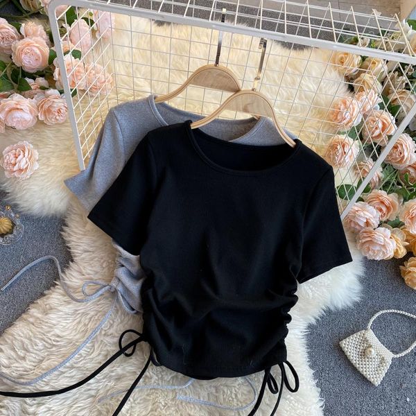 women's t-shirt cotton t-shirts women slim short sleeve o-neck cropped tee shirts lady stretchy draw string crop tshirt for girls, White
women's t-shirt cotton t-shirts women slim short sleeve o-neck cropped tee shirts lady stretchy draw string crop tshirt for girls, White