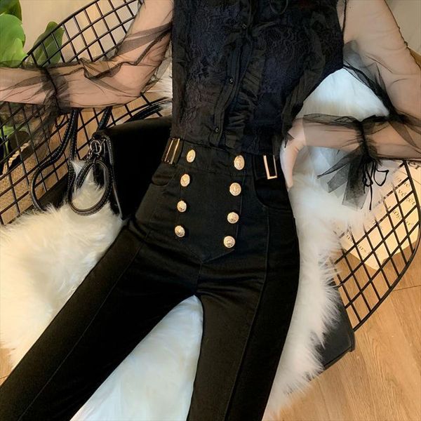 spring autumn casual straight women pants double breasted elastic high waist trouser female elegant harem i407, Black;white
spring autumn casual straight women pants double breasted elastic high waist trouser female elegant harem i407, Black;white