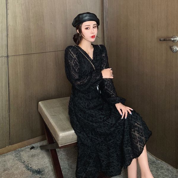 dress french long trumpet sleeve spring ladies v-neck ed as fairy 2021 wedding party at night ladies'garments, Black;gray
dress french long trumpet sleeve spring ladies v-neck ed as fairy 2021 wedding party at night ladies'garments, Black;gray