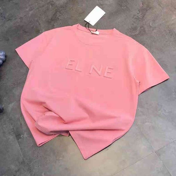2022 factory wholesale new cel + three dimensional steel seal concave convex letter pink round neck simple loose short sleeve t-shirt female, White
2022 factory wholesale new cel + three dimensional steel seal concave convex letter pink round neck simple loose short sleeve t-shirt female, White