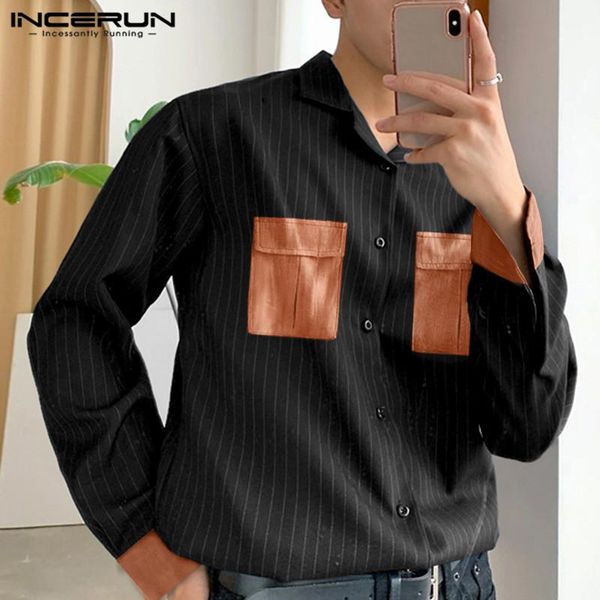man pockets loose blouse men casual striped shirts long sleeve lapel camisa korean style patchwork button chemise s-3xl men's, White;black
man pockets loose blouse men casual striped shirts long sleeve lapel camisa korean style patchwork button chemise s-3xl men's, White;black