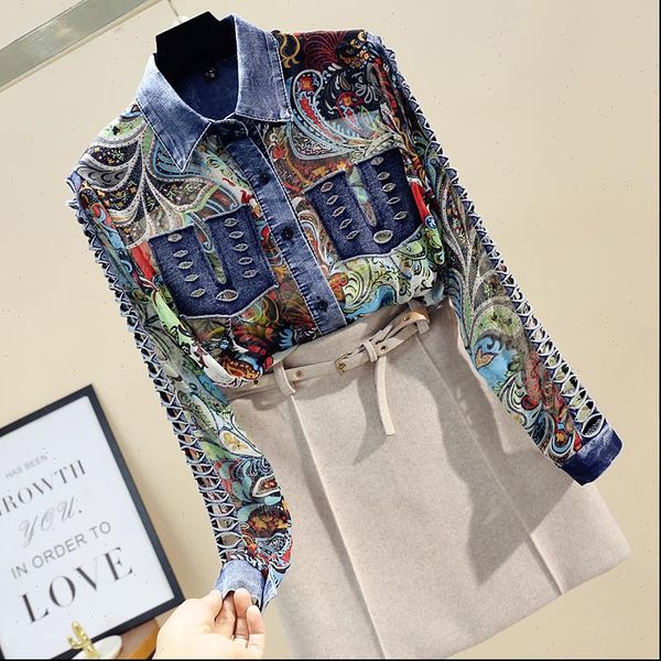 spring summer chiffon jean womens shirts patch clothing plus size floral loose shirt hollow out blouse and lt294s30, White
spring summer chiffon jean womens shirts patch clothing plus size floral loose shirt hollow out blouse and lt294s30, White