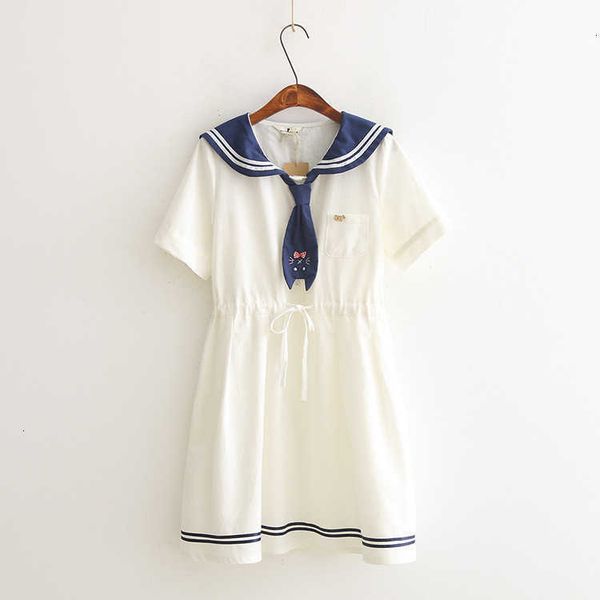 casual dresses japanese girls lovely cat embroidery design es youth women short sleeve sailor collar with scarf cotton wefe, Black;gray
casual dresses japanese girls lovely cat embroidery design es youth women short sleeve sailor collar with scarf cotton wefe, Black;gray