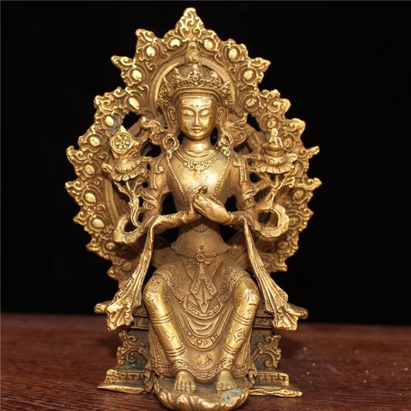 chinese old craft pure copper tibetan buddha with backlit maitreya buddha statue, Brown
chinese old craft pure copper tibetan buddha with backlit maitreya buddha statue, Brown