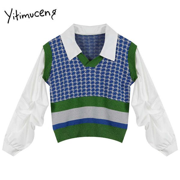 yitimuceng fake 2 pieces patchwork blouse women shirts loose spring long sleeve turn-down collar knitted fabric 210601, White
yitimuceng fake 2 pieces patchwork blouse women shirts loose spring long sleeve turn-down collar knitted fabric 210601, White
