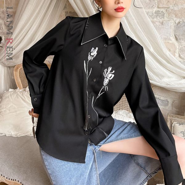black blouse for women long sleeves embroidered shirt turn down collar spring autumn arrivals 2a3273 210507, White
black blouse for women long sleeves embroidered shirt turn down collar spring autumn arrivals 2a3273 210507, White