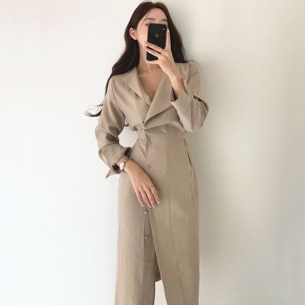 chic minimalism slim long sleeve turn down collar lace-up high waist side single-breasted dress women mid-length 210429, Black;gray
chic minimalism slim long sleeve turn down collar lace-up high waist side single-breasted dress women mid-length 210429, Black;gray
