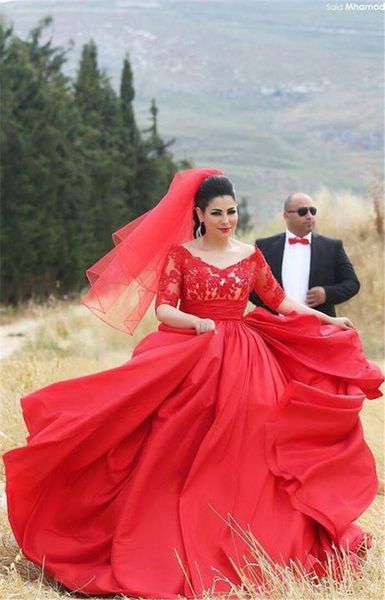 red a-line wedding dresses vintage v neck lace applique half sleeves bridal gowns zipper back ruched formal party robe de marrige, White
red a-line wedding dresses vintage v neck lace applique half sleeves bridal gowns zipper back ruched formal party robe de marrige, White