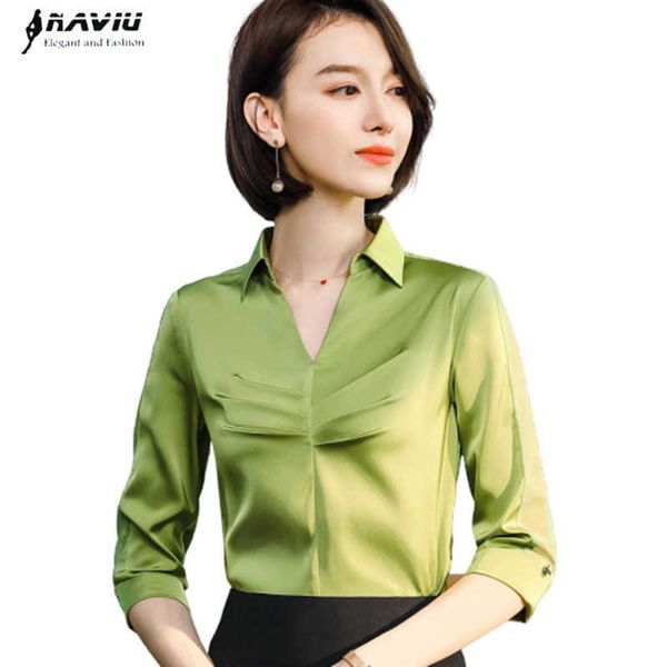 elegant women shirt half sleeve wild style fashion fruit green satin chiffon v neck blouses office ladies temperament casual 210604, White
elegant women shirt half sleeve wild style fashion fruit green satin chiffon v neck blouses office ladies temperament casual 210604, White