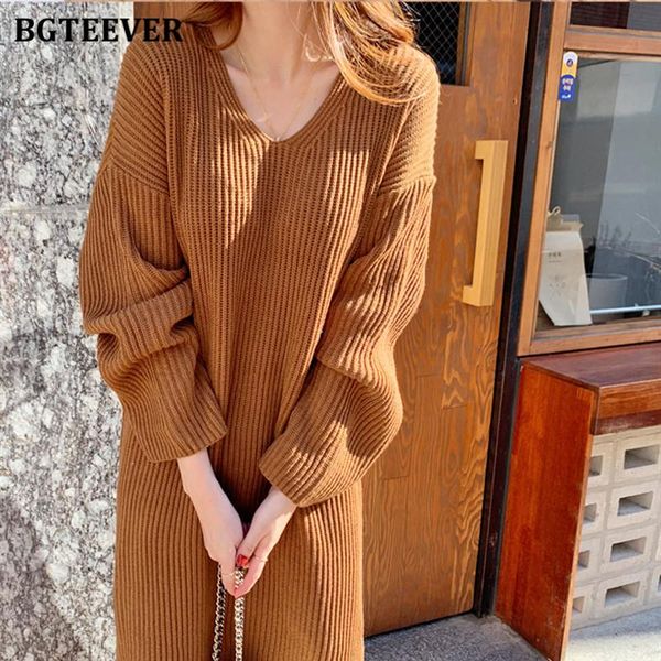 casual dresses bgteever v-neck side split knitted dress for women autumn winter loose warm sweater vestidos femme 2021, Black;gray
casual dresses bgteever v-neck side split knitted dress for women autumn winter loose warm sweater vestidos femme 2021, Black;gray