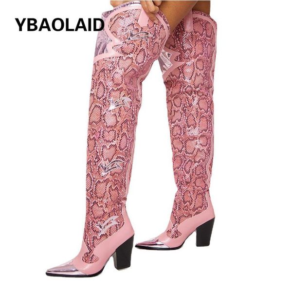 boots pink leopard print thick heel over the knee long pointed toe mixed color personality high knight, Black
boots pink leopard print thick heel over the knee long pointed toe mixed color personality high knight, Black