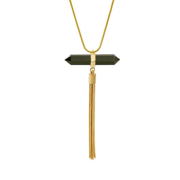 pendant necklaces bulk price long tassel gold color necklace black synthetic stone simple design colar women jewelry, Silver
pendant necklaces bulk price long tassel gold color necklace black synthetic stone simple design colar women jewelry, Silver