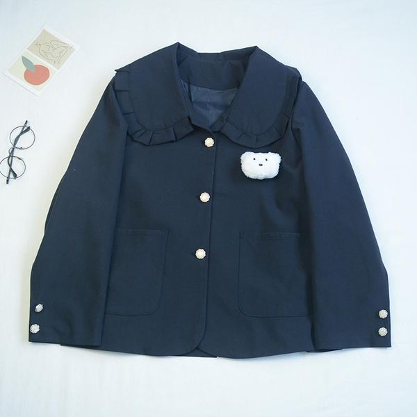 women's jackets japanese mori soft girl childlike puppy brooch long-sleeved jacket student doll collar cardigan women, Black;brown
women's jackets japanese mori soft girl childlike puppy brooch long-sleeved jacket student doll collar cardigan women, Black;brown