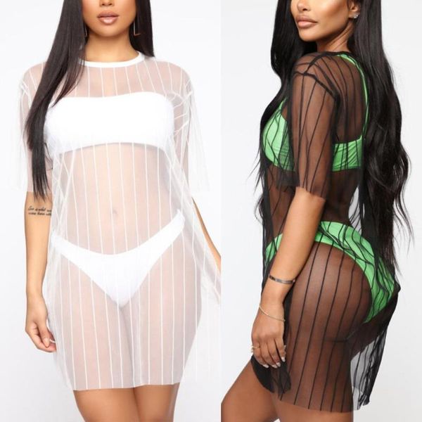 women sheer mesh bikini cover up swimwear swimsuit bathing suit see through short sleeve t-shirt summer beach dress women's, White;black
women sheer mesh bikini cover up swimwear swimsuit bathing suit see through short sleeve t-shirt summer beach dress women's, White;black