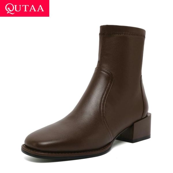 boots qutaa 2021 square toe all match ankle cow leather slip on short heel autumn winter women shoes size 34-39, Black
boots qutaa 2021 square toe all match ankle cow leather slip on short heel autumn winter women shoes size 34-39, Black