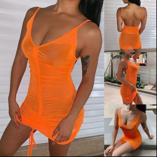 fluorescent one piece see through womens dresses mesh beach party costumes transparent lace up nightdress robe femme, Black;gray
fluorescent one piece see through womens dresses mesh beach party costumes transparent lace up nightdress robe femme, Black;gray
