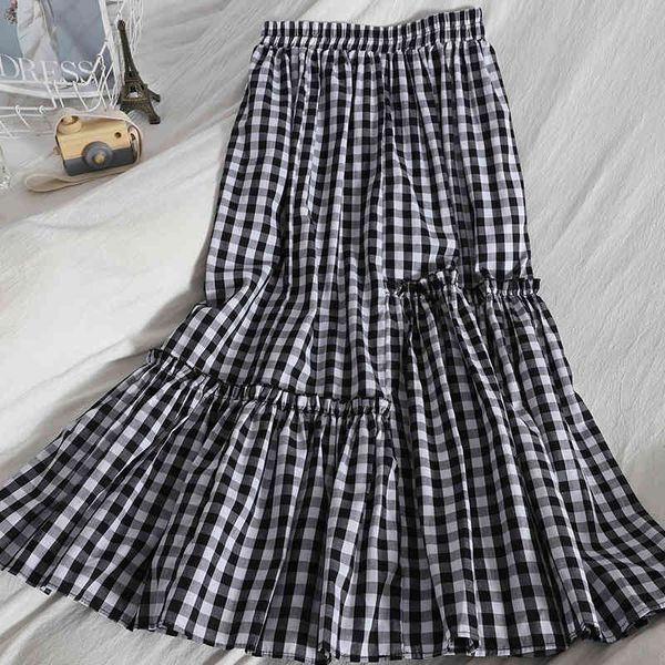 a-line elastic high-waisted skirt for womens summer slim ruffles knee-length korean contrast color plaid s 210420, Black
a-line elastic high-waisted skirt for womens summer slim ruffles knee-length korean contrast color plaid s 210420, Black