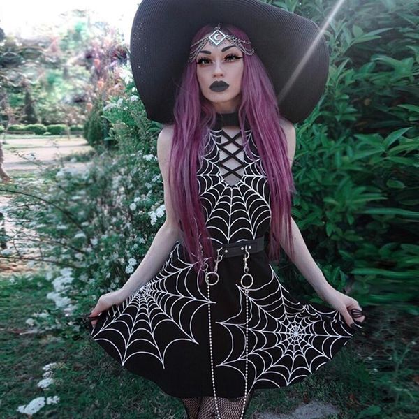 casual dresses off the shoulder dressed female gothic hollow-style halter black thin halloween high waist with no back lace to, Black;gray
casual dresses off the shoulder dressed female gothic hollow-style halter black thin halloween high waist with no back lace to, Black;gray
