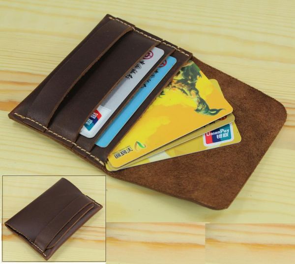 card holders handmade genuine leather holder case id men business coin bag women purse small wallet, Brown;gray
card holders handmade genuine leather holder case id men business coin bag women purse small wallet, Brown;gray