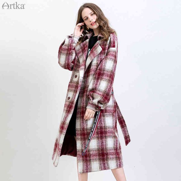 women's wool & blends artka winter women woolen coat vintage plaid fashion print lantern sleeve long outwear with belt wa15095d 4dmh, Black
women's wool & blends artka winter women woolen coat vintage plaid fashion print lantern sleeve long outwear with belt wa15095d 4dmh, Black