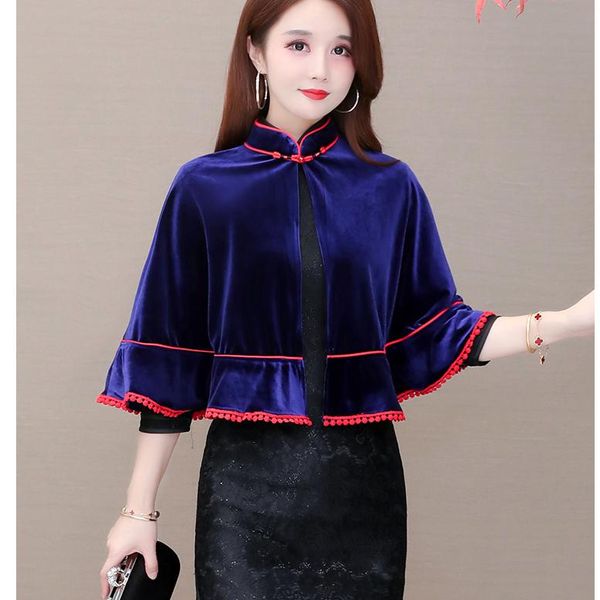 women's jackets vintage chinese lady velour cloaks women elegant mother's shirts femme wraps, Black;brown
women's jackets vintage chinese lady velour cloaks women elegant mother's shirts femme wraps, Black;brown