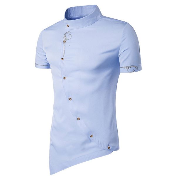 men's casual shirts men shirt personality oblique button irregular arrival shortsleeve slim fit male embroidery 9icg, White;black
men's casual shirts men shirt personality oblique button irregular arrival shortsleeve slim fit male embroidery 9icg, White;black
