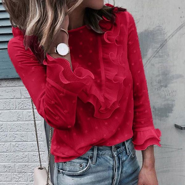 women blouses casual lace polka dot shirts ladies solid long sleeve and tunic blouse female women's &, White
women blouses casual lace polka dot shirts ladies solid long sleeve and tunic blouse female women's &, White