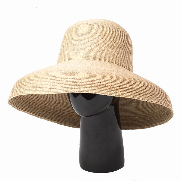 fashion big hat lafite straw with dome and large eaves, Blue;gray