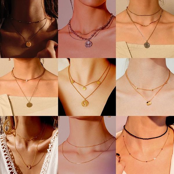 chains stainless steel necklace long pendant multilayer choker woman chain for women jewelry gifts party, Silver
chains stainless steel necklace long pendant multilayer choker woman chain for women jewelry gifts party, Silver