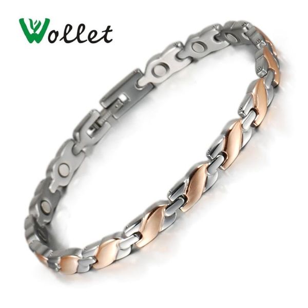 link, chain wollet jewelry health care healing energy 316l stainless steel bio magnet magnetic bracelet bangle rose gold color for women, Black
link, chain wollet jewelry health care healing energy 316l stainless steel bio magnet magnetic bracelet bangle rose gold color for women, Black