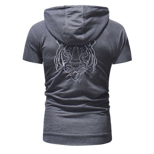 tiger head embroidered t-shirt diagonal zipper team usa short sleeve men's trendy, White;black
tiger head embroidered t-shirt diagonal zipper team usa short sleeve men's trendy, White;black