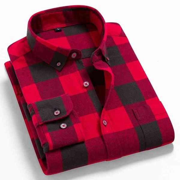 men flannel plaid shirt 100% cotton spring autumn casual long sleeve shirt soft comfort slim fit styles brand for man plus 210410, White;black
men flannel plaid shirt 100% cotton spring autumn casual long sleeve shirt soft comfort slim fit styles brand for man plus 210410, White;black