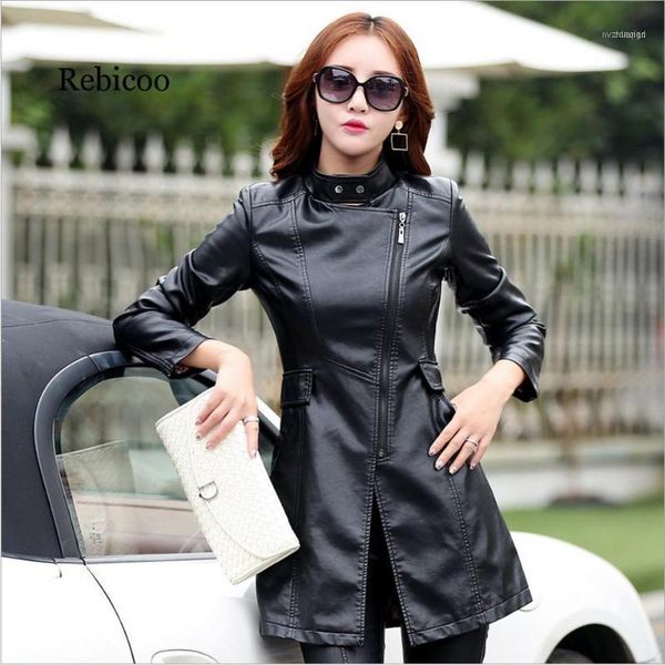 women's leather & faux 2021 autumn and winter korean version of the slim pu jacket long section wild female coat1, Black
women's leather & faux 2021 autumn and winter korean version of the slim pu jacket long section wild female coat1, Black