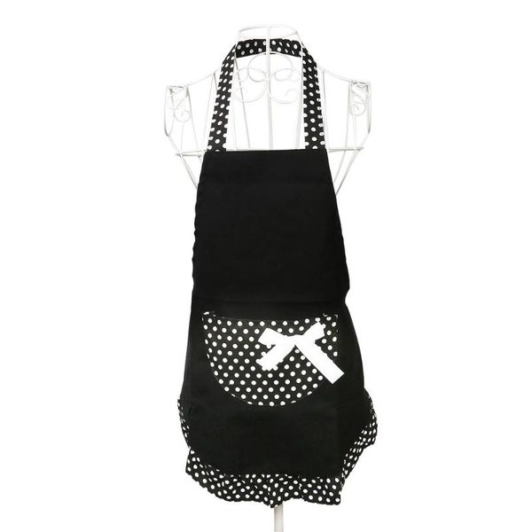 aprons fashion pattern sleeveless halter-neck style canvas apron kitchen (black)
