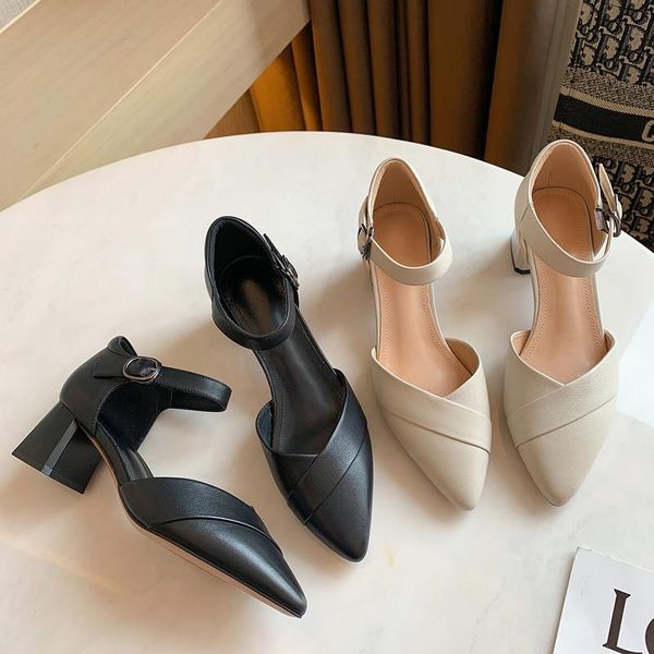 sandals layer cowhide fashion high-heeled for women summer 2021 fairy style low pointed chunky heels, Black
sandals layer cowhide fashion high-heeled for women summer 2021 fairy style low pointed chunky heels, Black