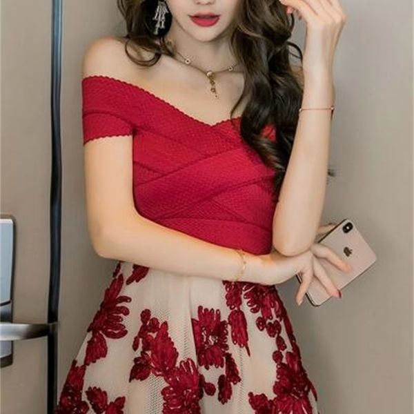 casual dresses summer korean version of temperament stitching mesh printing one word shoulder high waist strapless dress ddt6, Black;gray
casual dresses summer korean version of temperament stitching mesh printing one word shoulder high waist strapless dress ddt6, Black;gray