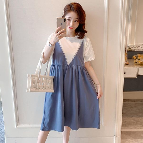 maternity dresses 22808# clothes summer short sleeves easy matching loose stylish false two-piece dress pregnant women pregnancy, White
maternity dresses 22808# clothes summer short sleeves easy matching loose stylish false two-piece dress pregnant women pregnancy, White