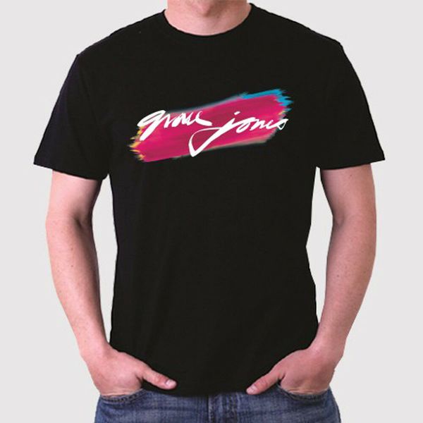 grace jones famous logo men's black t-shirt size s m  xl 2xl 3xl, White;black 
grace jones famous logo men's black t-shirt size s m  xl 2xl 3xl, White;black