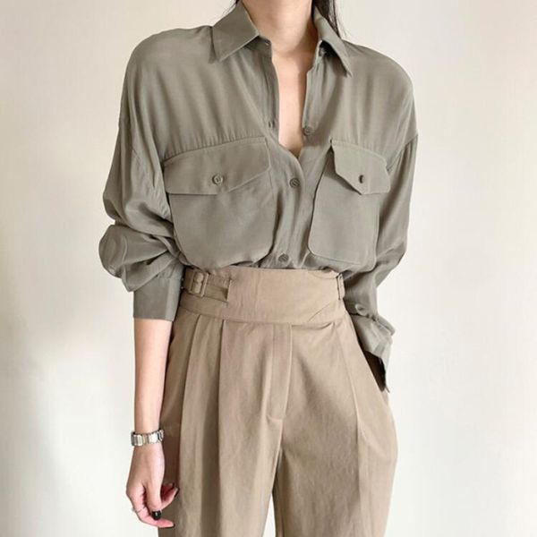 ol elegant minimalist chic lapel solid basic shirt women formal work wear blouses loose femme blusas 210421, White
ol elegant minimalist chic lapel solid basic shirt women formal work wear blouses loose femme blusas 210421, White
