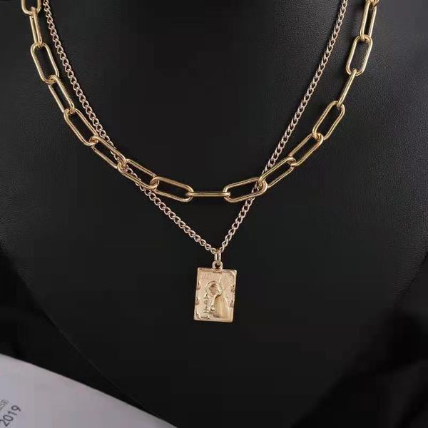 chains retro portrait exaggerated thick chain necklace double layer cool hip hop short clavicle accessories, Silver
chains retro portrait exaggerated thick chain necklace double layer cool hip hop short clavicle accessories, Silver