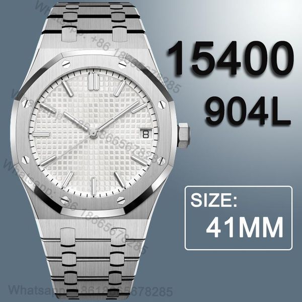 wristwatches men's automatic mechanical watch 41mm 15400 904l super clone sapphire glass waterproof, Slivery;brown
wristwatches men's automatic mechanical watch 41mm 15400 904l super clone sapphire glass waterproof, Slivery;brown