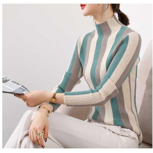 women's sweaters spring autumn sweater bottoming shirt high neck long-sleeved striped elegant casual female pullover comfortable slim t, White;black
women's sweaters spring autumn sweater bottoming shirt high neck long-sleeved striped elegant casual female pullover comfortable slim t, White;black