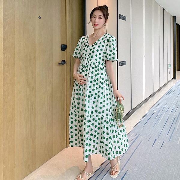 6914# summer korean fashion maternity full long dress v neck dot printed a line slim loose clothes for pregnant women pregnancy dresses, White
6914# summer korean fashion maternity full long dress v neck dot printed a line slim loose clothes for pregnant women pregnancy dresses, White